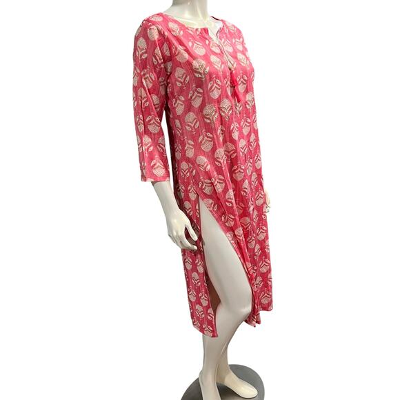 CherryRed Dina Designs Coral Pink Embellished Tunic Dress L40 - Picture 5 of 9